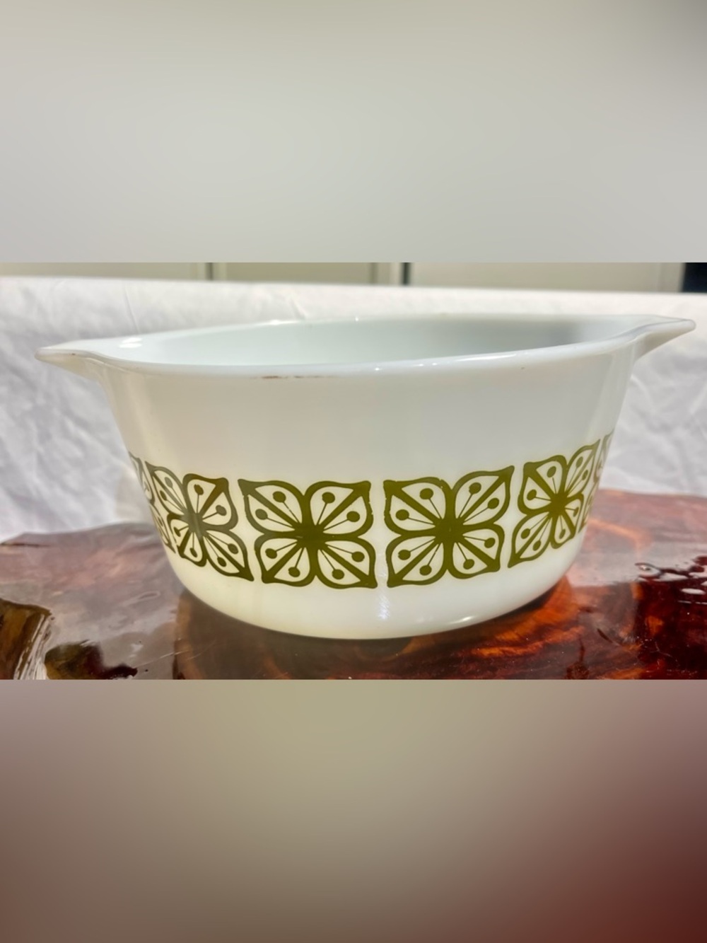 Vintage Pyrex Cinderella Bowl Verde Square Pattern 1 1/2 Quart